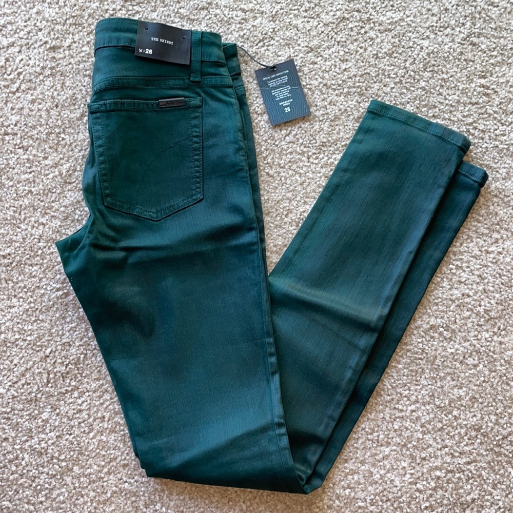 Joe’s Emerald Coated Skinny Jeans NWT